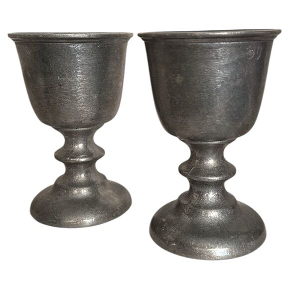 Set 2 Wilton Armetale Pewter Goblets  Tavern Wine Water USA VTG - Picture 4 of 7